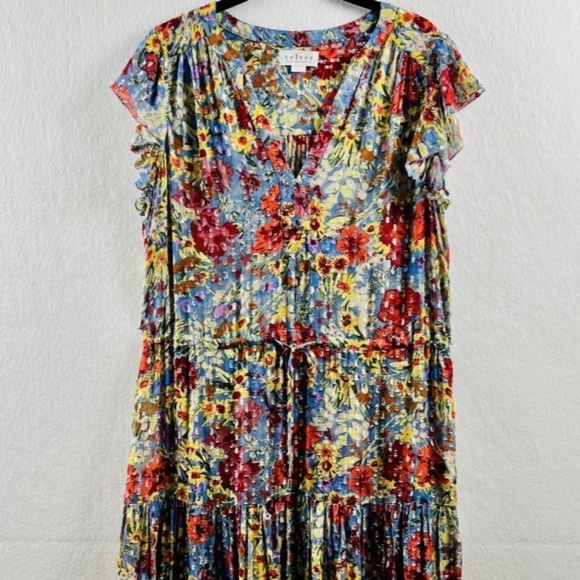 Velvet by Graham and Spencer Floral Dress Medium Classic Bohemian Peasant - Picture 1 of 7
